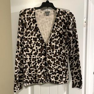 Ann Taylor Animal Print Cardigan Sz M
